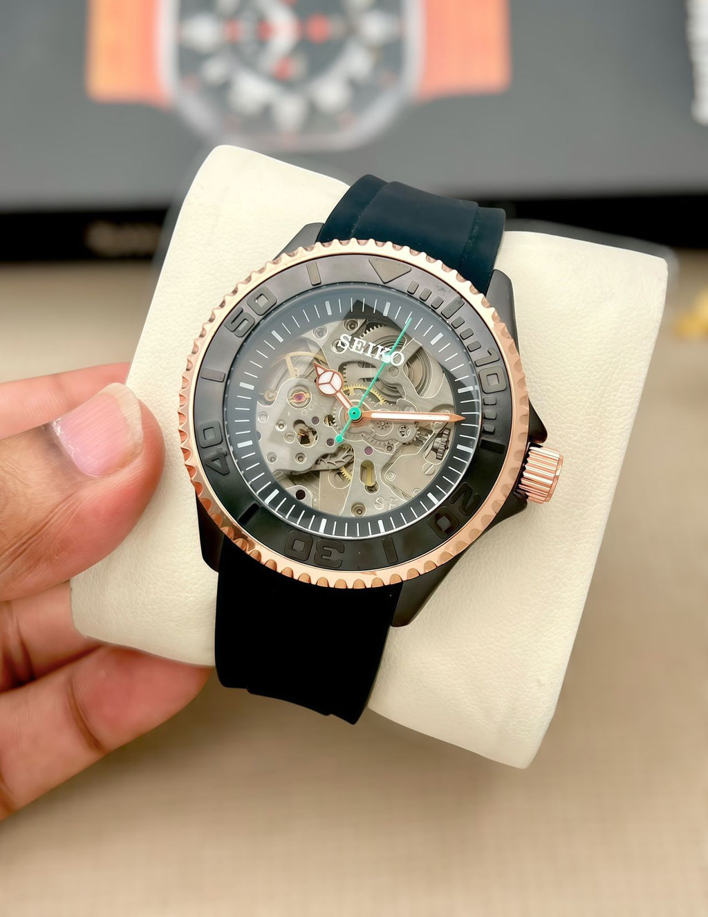 SEIKO WATCH AUTOMATIC ANTI ALLERGIC SILICONE BELT