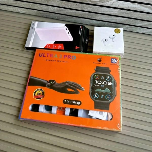 *7 in 1 Smartwatch Combo Set with 7 Interchangeable Straps,*  🔥10,000 mah boat powebank 🔥tws airpod 🔥